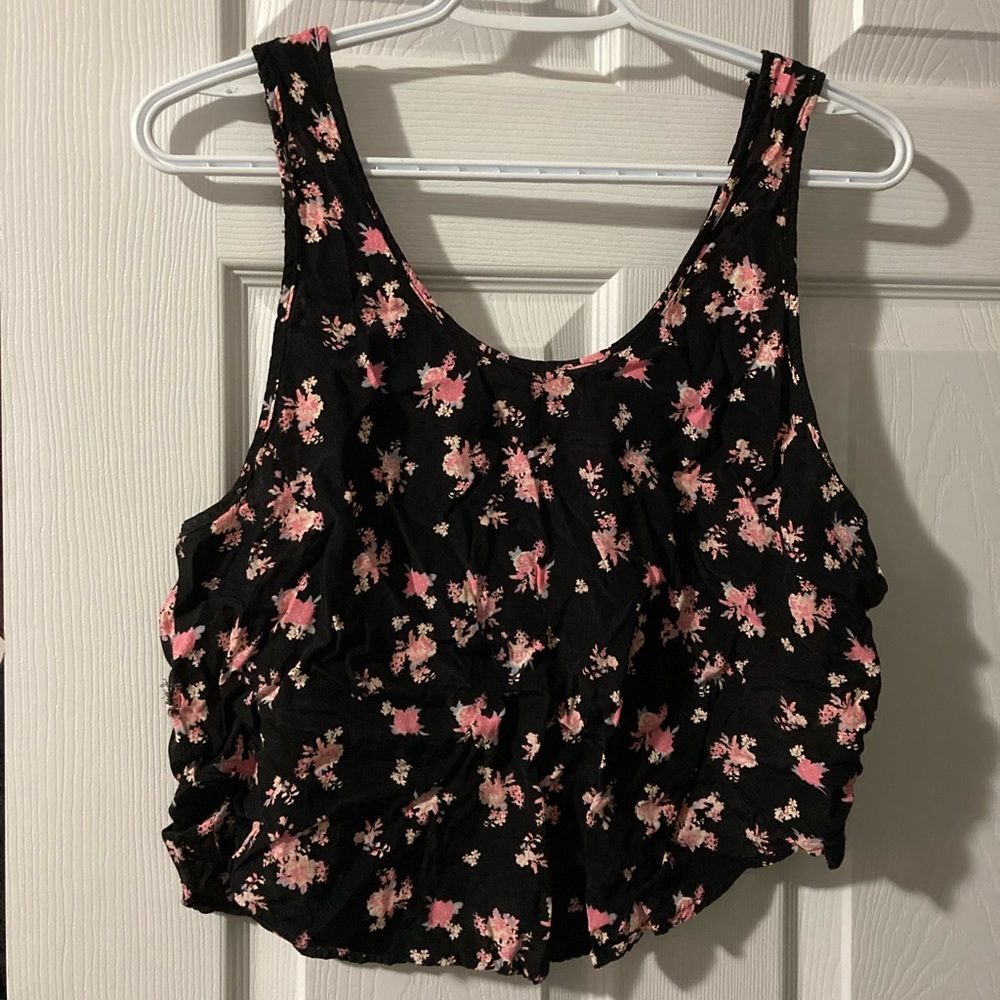 Garage - black floral cami - size medium